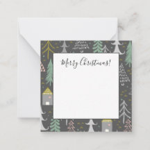 Krijtbord Kerstbomen en Huizen Roze Geel