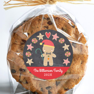 Krijtbord Kerstman Reuzenkoek Rood Schattig Vakant Ronde Sticker