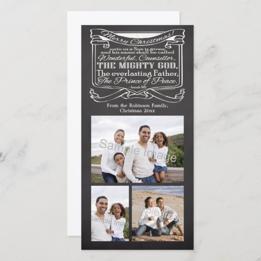 Krijtbord Kerstmis Christelijke Schriftuur Feestdagenkaart (Voorkant / Achterkant)