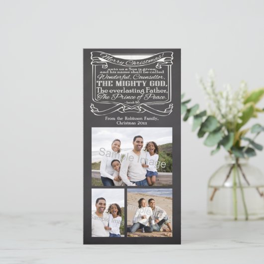 Krijtbord Kerstmis Christelijke Schriftuur Feestdagenkaart (Staand voorkant)