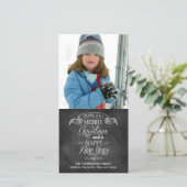 Krijtbord Kerstwens Feestdagenkaart (Staand voorkant)