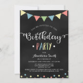 Krijtbord Kleurrijke Bunting Flags Kids Verjaardag Kaart (Voorkant)