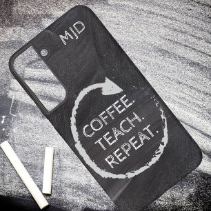 Krijtbord Koffie Lesgeven Herhaal Monogram Samsung Galaxy Hoesje