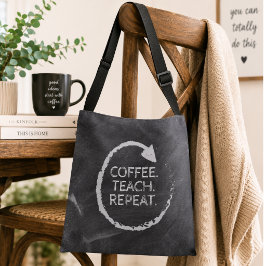 Krijtbord Koffie Lesgeven Herhalen Crossbody Tas