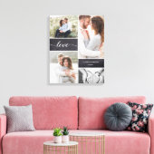 Krijtbord koppel Foto Collage Liefde script  Canvas Afdruk (Insitu (Woonkamer))