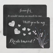 Krijtbord kralen bloem zal je mijn bruidsmeisje zi kaart (Voorkant / Achterkant)