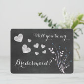 Krijtbord kralen bloem zal je mijn bruidsmeisje zi kaart (Staand voorkant)