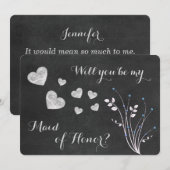 Krijtbord Kralen Bloemrijke Trouvriendin Uitnodigi Kaart (Voorkant / Achterkant)