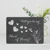 Krijtbord Kralen Bloemrijke Trouvriendin Uitnodigi Kaart (Staand voorkant)