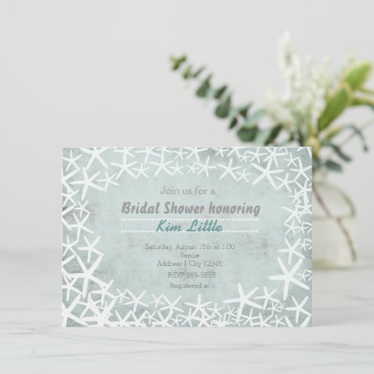 Krijtbord Krijt  Strand Zeester Uitnodiging (Staand voorkant)