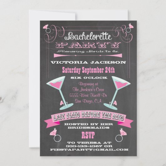 Krijtbord Laatste Vliegen Voor De Ring Uitnodiging (Voorkant)