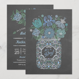 Krijtbord Lacy Mason Baby Shower Het is een Jongen Kaart