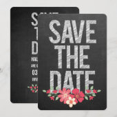 Krijtbord Landelijke Bloem Save the Date Typografi Kaart (Voorkant / Achterkant)