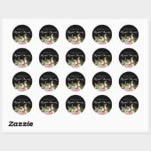 Krijtbord Lente Bloemachtige Bruiloftsborrel Stick Ronde Sticker (Vel)