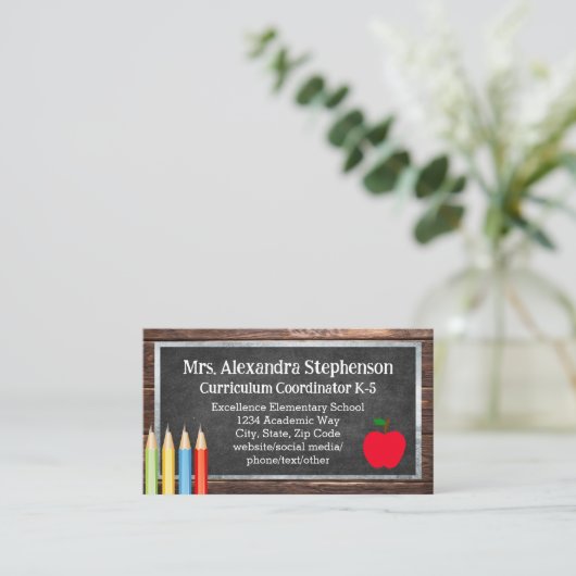 Krijtbord Leraar Onderwijs School Visitekaartje (Staand voorkant)