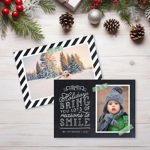 Krijtbord Lettering Festive Familie Foto Feestdagenkaart