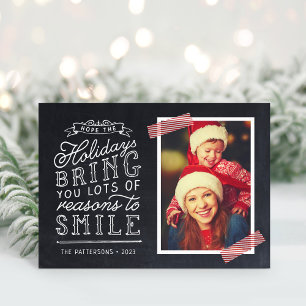 Krijtbord Lettering Festive Familie Foto Vakantie Feestdagen Kaart