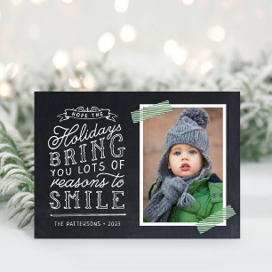 Krijtbord Lettering Festive Familie Foto Vakantie Feestdagen Kaart