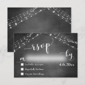 Krijtbord & Lichten met Bruiloft Kalligrafie RSVP Kaartje (Voorkant / Achterkant)