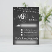 Krijtbord, Lichten & Script RSVP met Song Request (Staand voorkant)