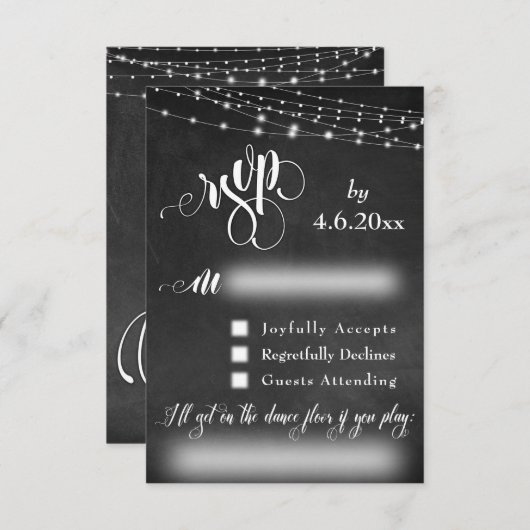 Krijtbord, Lichten & Script RSVP met Song Request (Voorkant / Achterkant)