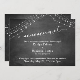 Krijtbord Lichten Uitgestelde Trouwdatum Aankondig Kaart