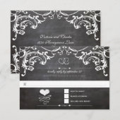 Krijtbord Lief Hart Beginletters Typografie RSVP Kaartje (Voorkant / Achterkant)