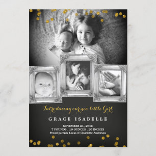 Krijtbord Lijst Confetti Baby Geboorteaankondiging Aankondiging