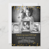 Krijtbord Lijst Confetti Baby Geboorteaankondiging Aankondiging (Voorkant)