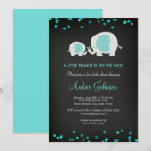 Krijtbord Little Peanut Blue Baby shower Uitnodige Kaart (Voorkant / Achterkant)