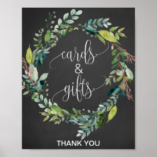 Krijtbord Loofkrans Kaarten en Cadeaus Bord Poster