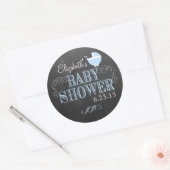krijtbord look blauw Baby shower Ronde Sticker (Envelop)