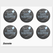 krijtbord look blauw Baby shower Ronde Sticker (Vel)