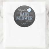 krijtbord look blauw Baby shower Ronde Sticker (Tas)