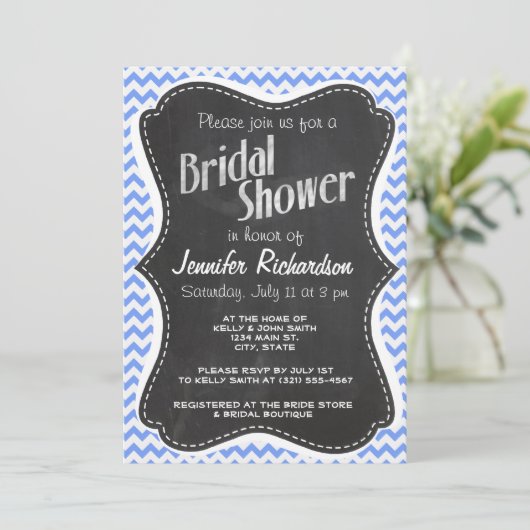  krijtbord look, blauw Chevron Pattern Kaart (Staand voorkant)