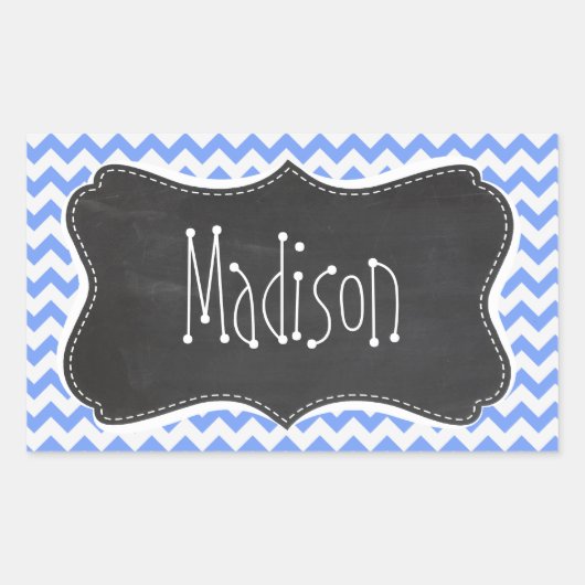  krijtbord look, blauw Chevron Pattern Rechthoekige Sticker (Voorkant)