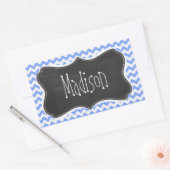  krijtbord look, blauw Chevron Pattern Rechthoekige Sticker (Envelop)