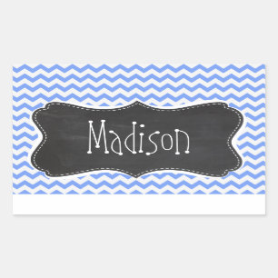  krijtbord look, blauw Chevron Pattern Rechthoekige Sticker