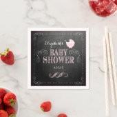  krijtbord look roze koets Baby shower Servet (Insitu)