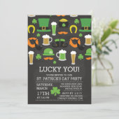 Krijtbord Lucky You St Patrick's Day Dinner Party Kaart (Staand voorkant)