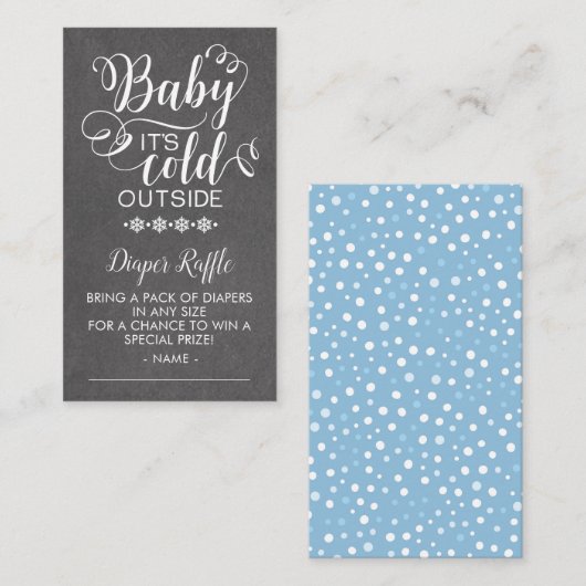 Krijtbord Luier Raffle Baby Het is koud buiten Informatiekaartje (Voorkant / Achterkant)