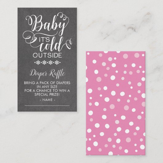 Krijtbord Luier Raffle Baby Het is koud buiten Informatiekaartje (Voorkant / Achterkant)