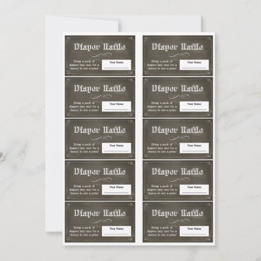Krijtbord Luiers Raffle Tickets Kaart (Voorkant)