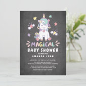 Krijtbord Magisch Baby shower Eenhoorn Uitnodiging (Staand voorkant)