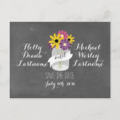 Krijtbord Mason Jar Flowers Save Date Briefkaart (Voorkant)