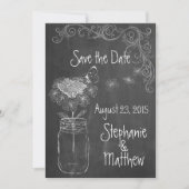 KRIJTBORD MASON JAR GARDEN BRUILOFT SAVE THE DATE KAART (Voorkant)