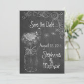 KRIJTBORD MASON JAR GARDEN BRUILOFT SAVE THE DATE KAART (Staand voorkant)