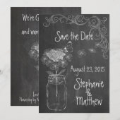 KRIJTBORD MASON JAR GARDEN BRUILOFT SAVE THE DATE KAART (Voorkant / Achterkant)