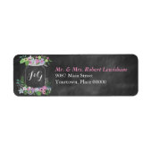 Krijtbord Mason Jar Pink Bloemen Bruiloft Etiket (Voorkant)