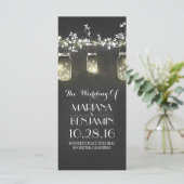 krijtbord mason jar string lichten bruiloft progra programmakaart (Staand voorkant)